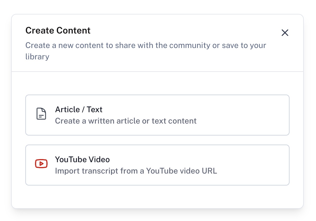Create Content Modal