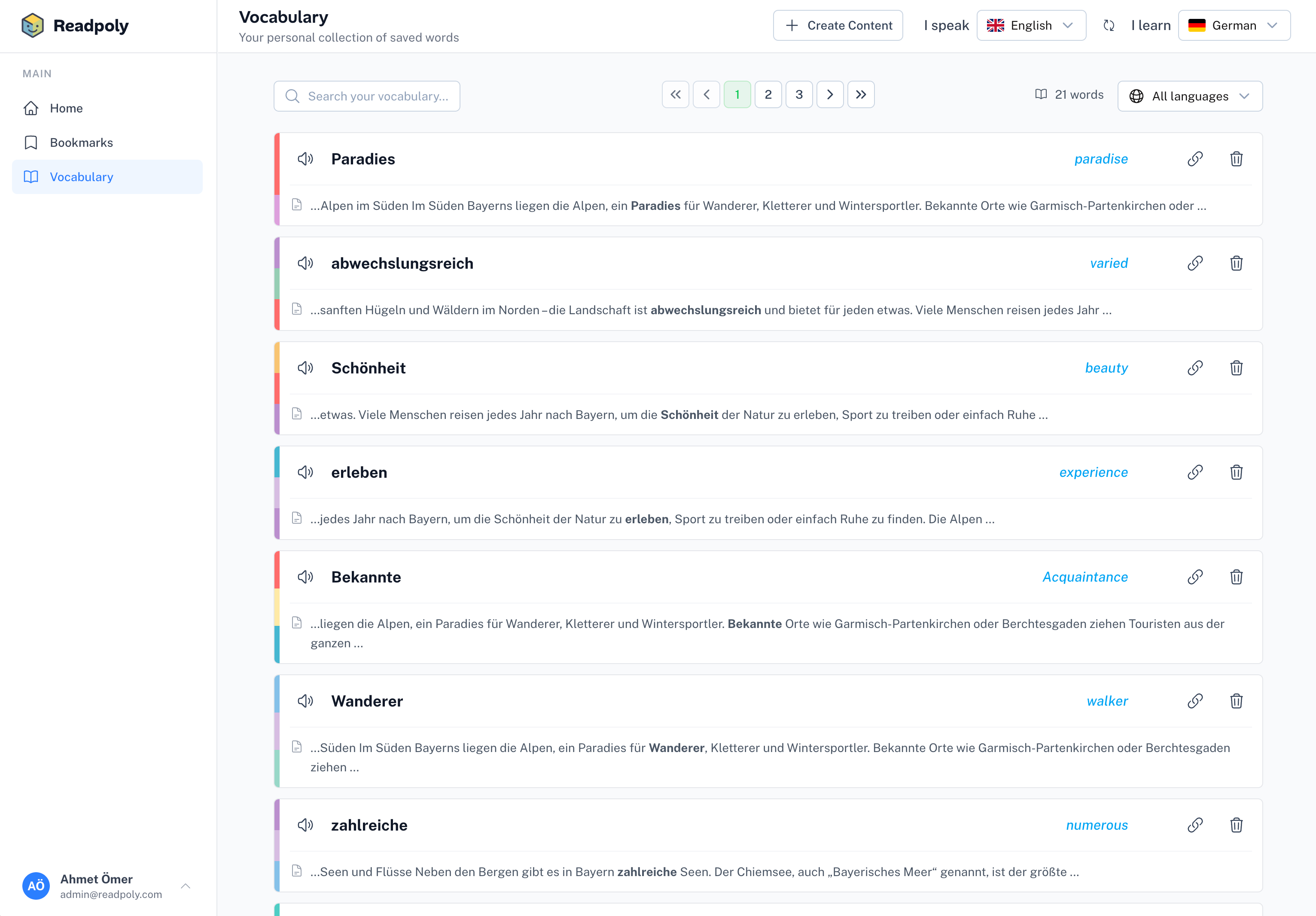 Readpoly Vocabulary Page